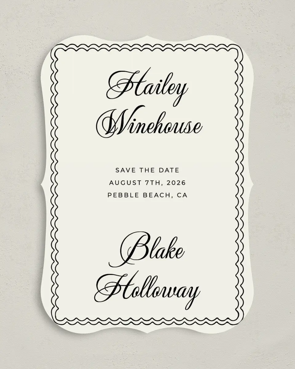 This is a 5" x 7" Save the Date Card called Grand Party printed in full color on Premium Smooth paper