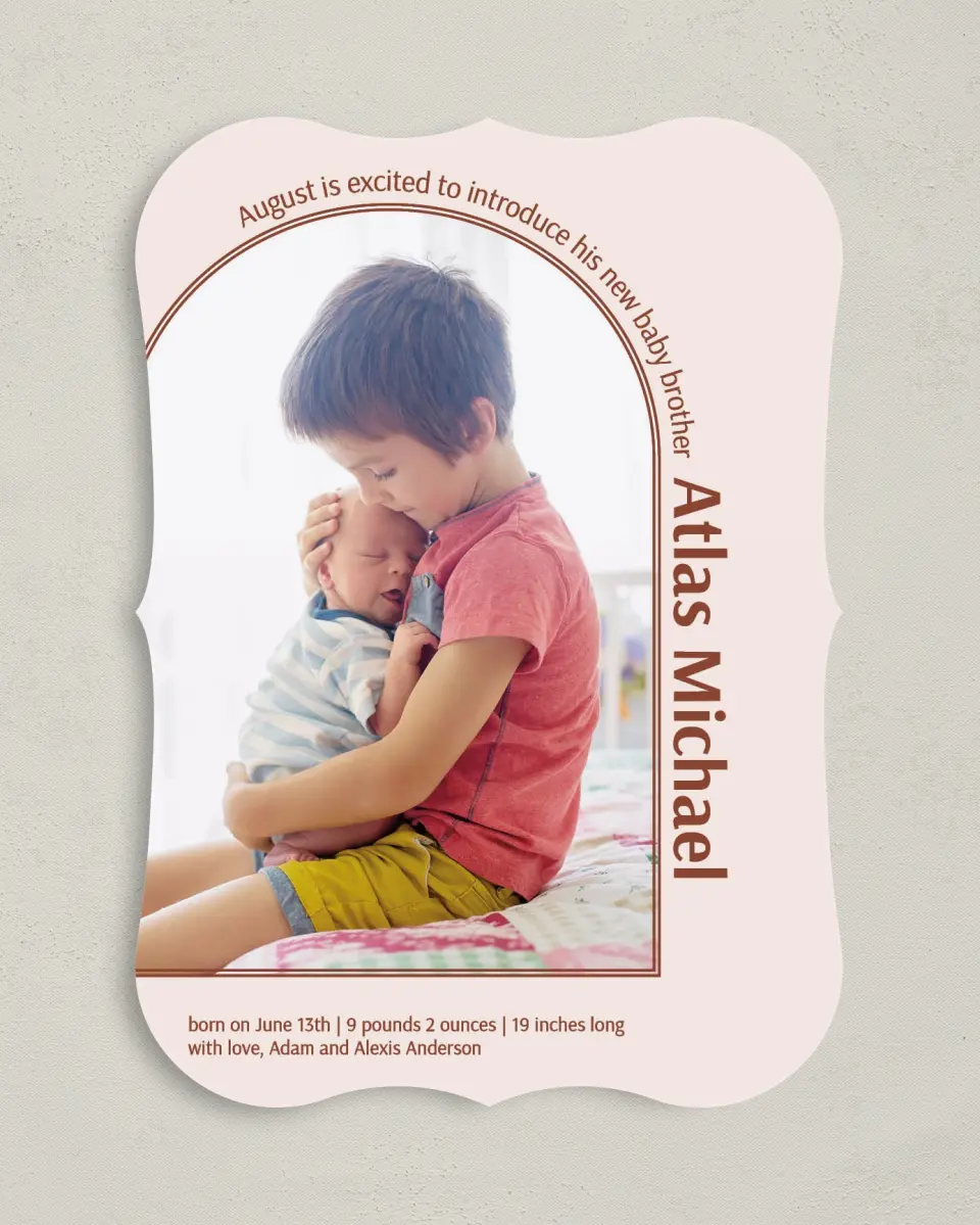 This is a 5" x 7" Birth Announcement Card called  printed in full color on Premium Smooth paper
