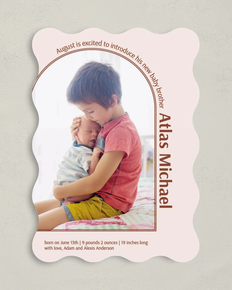 This is a 5" x 7" Birth Announcement Card called  printed in full color on Premium Smooth paper