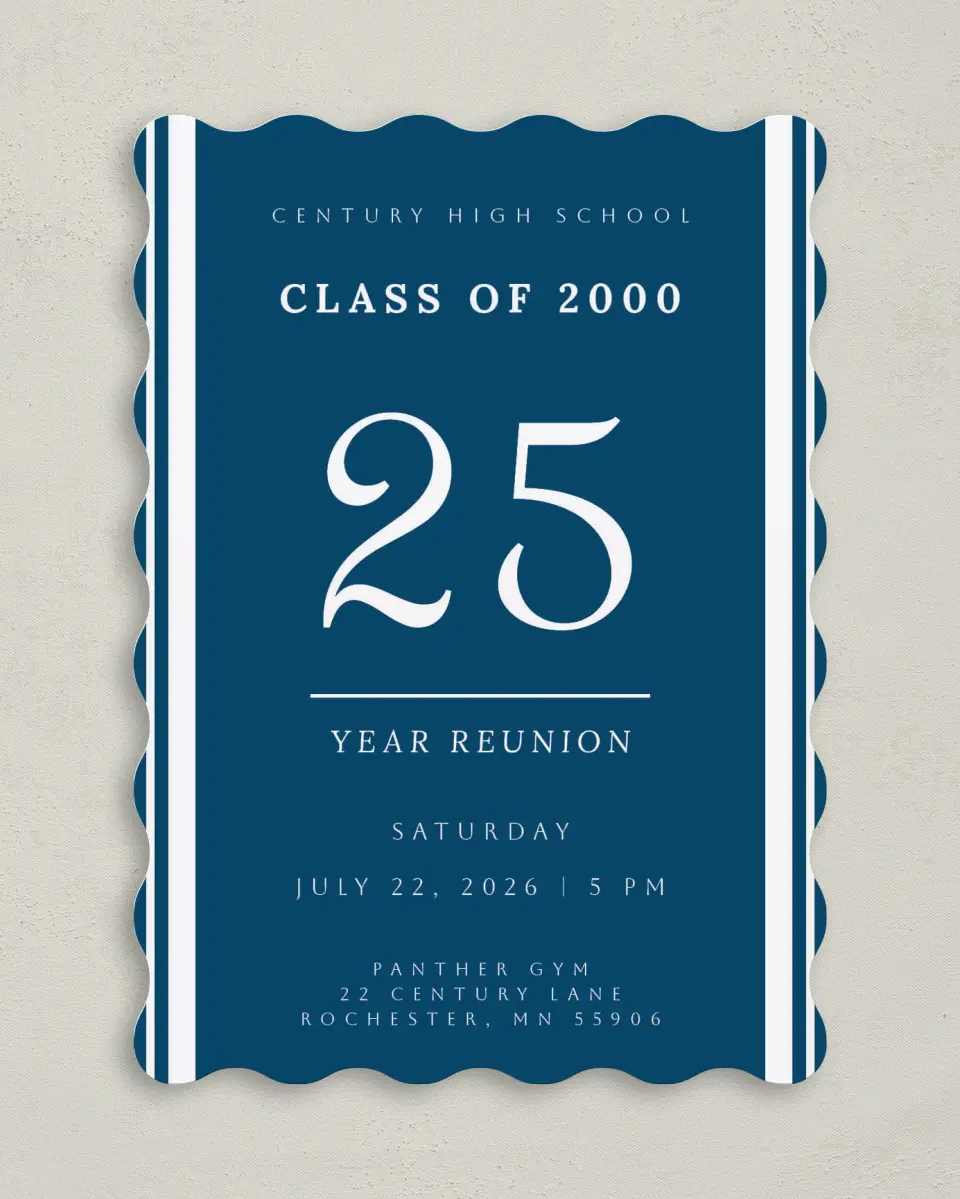 This is a 5" x 7" Class Reunion called Special Stripes printed in full color on Premium Smooth paper