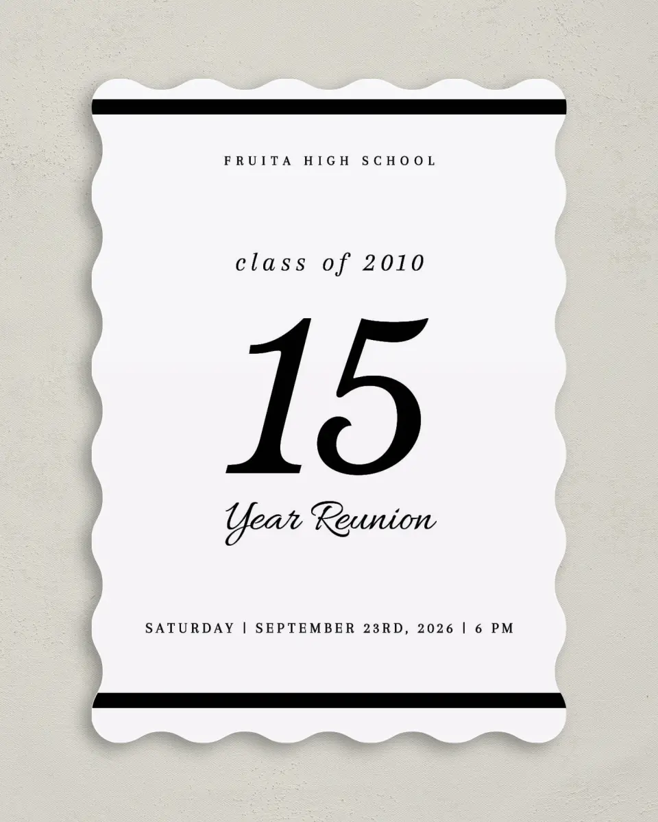 This is a 5" x 7" Class Reunion called Formal Function printed in full color on Premium Smooth paper