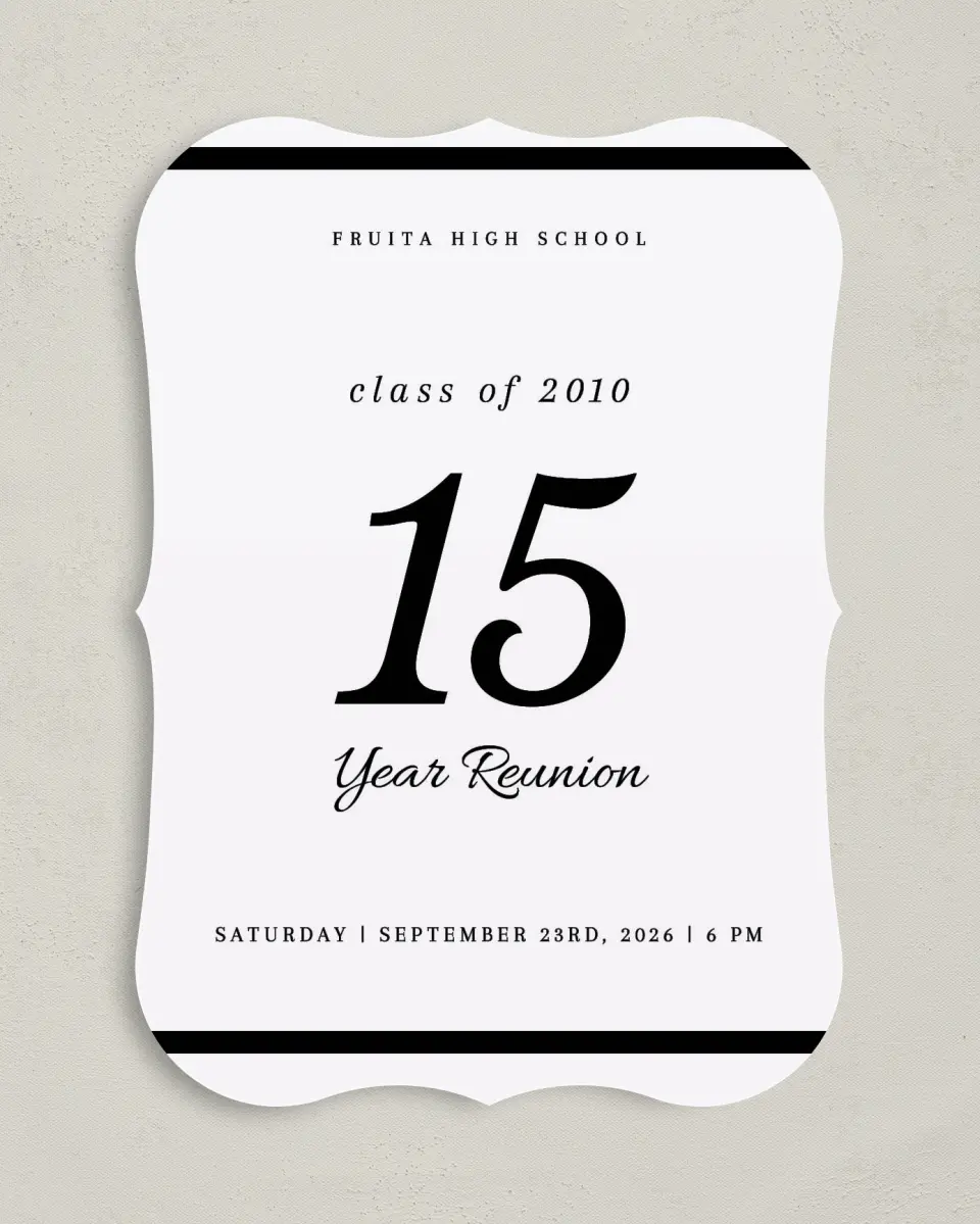 This is a 5" x 7" Class Reunion called Formal Function printed in full color on Premium Smooth paper