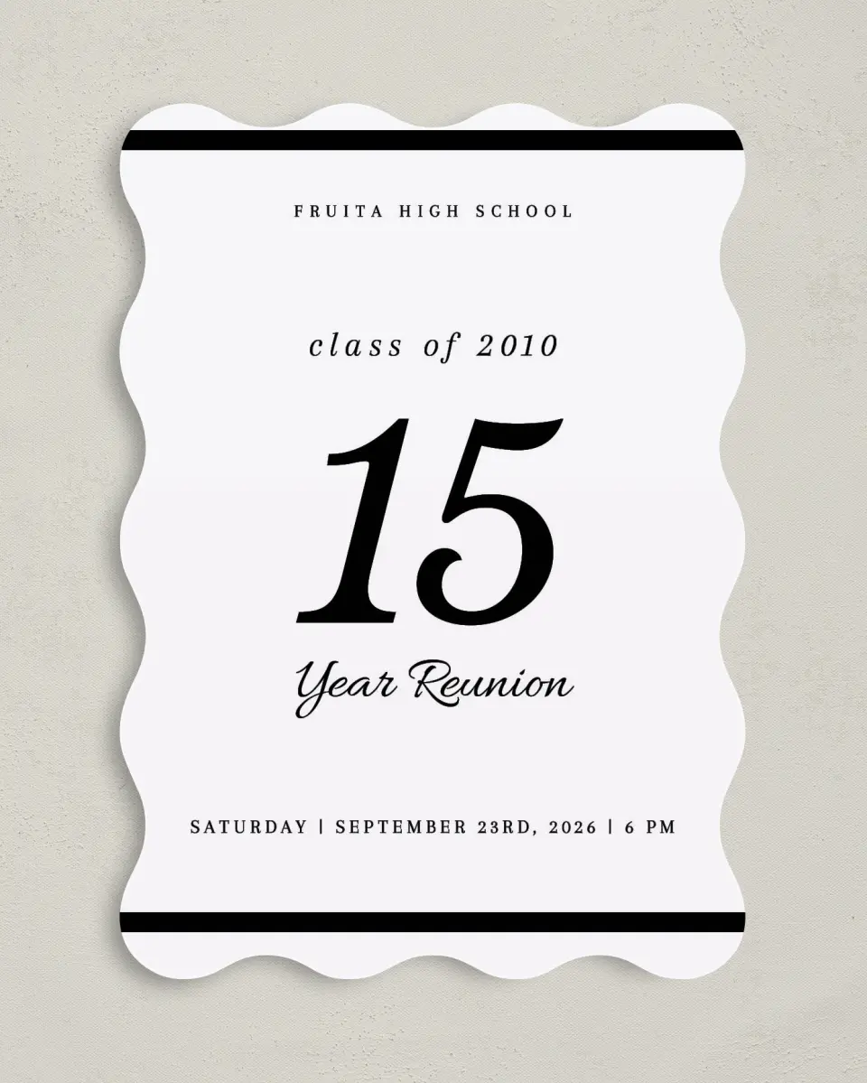 This is a 5" x 7" Class Reunion called Formal Function printed in full color on Premium Smooth paper