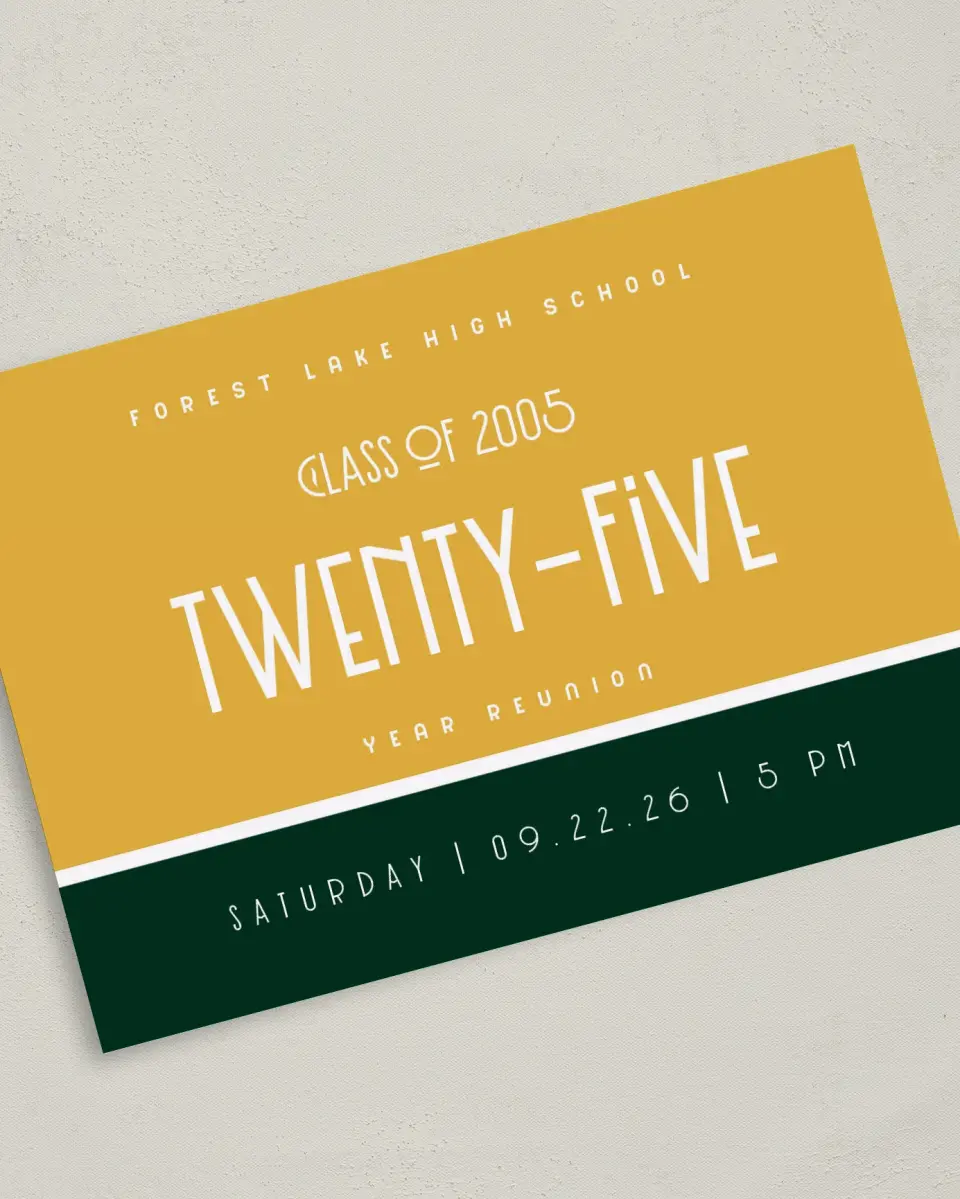 This is a 5" x 7" Class Reunion called Class Comradery printed in full color on Premium Smooth paper