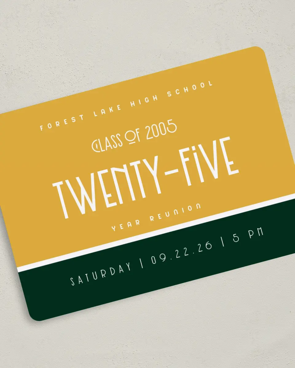 This is a 5" x 7" Class Reunion called Class Comradery printed in full color on Premium Smooth paper