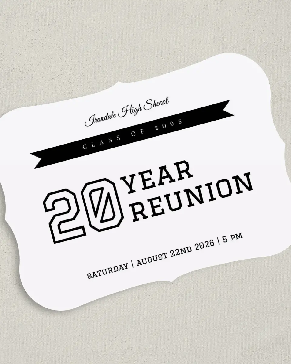 This is a 5" x 7" Class Reunion called Honorary Class printed in full color on Premium Smooth paper