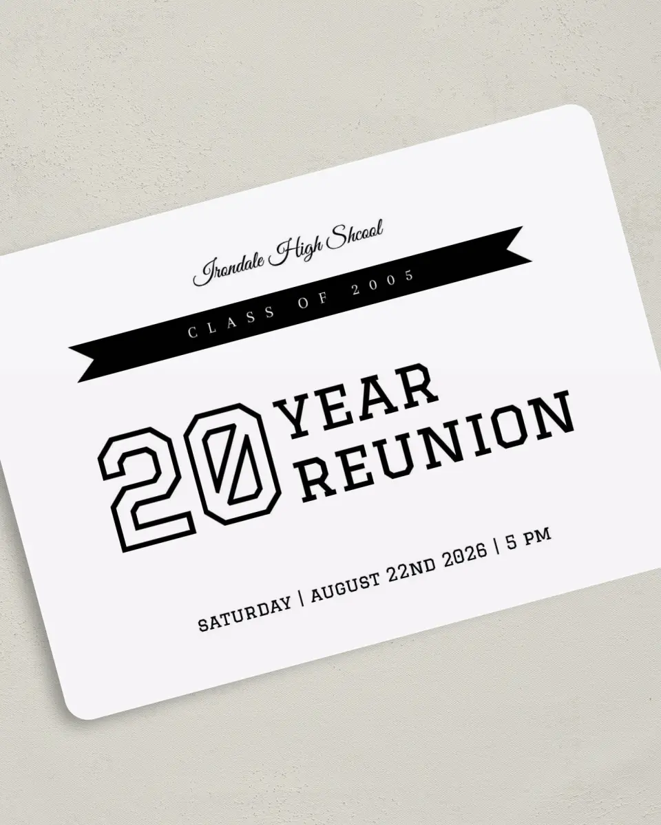 This is a 5" x 7" Class Reunion called Honorary Class printed in full color on Premium Smooth paper