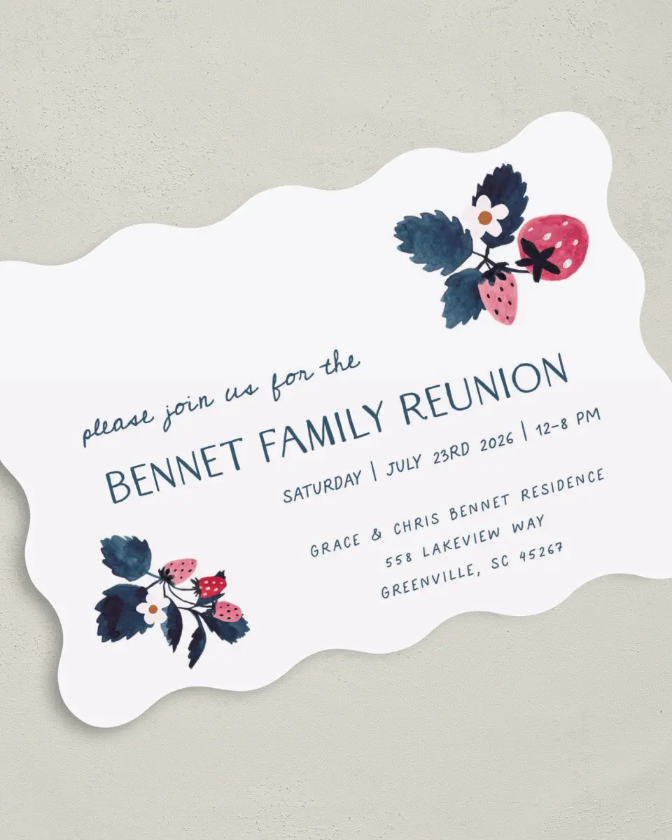 This is a 5" x 7" Family Reunion called Summer Berries printed in full color on Premium Smooth paper