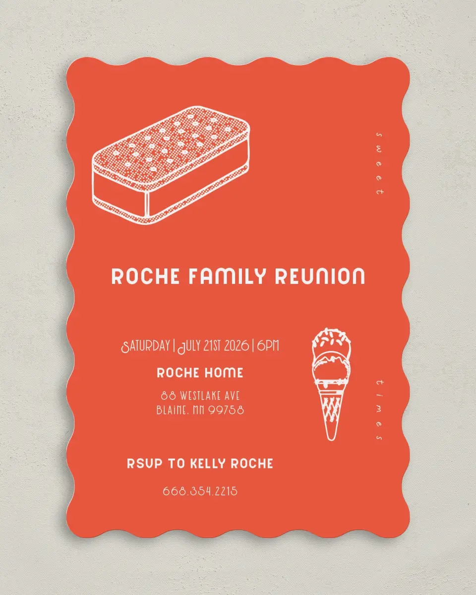 This is a 5" x 7" Family Reunion called Sweet Times printed in full color on Premium Smooth paper