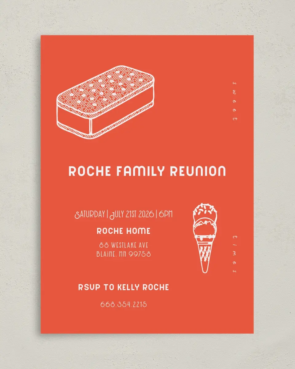 This is a 5" x 7" Family Reunion called Sweet Times printed in full color on Premium Smooth paper