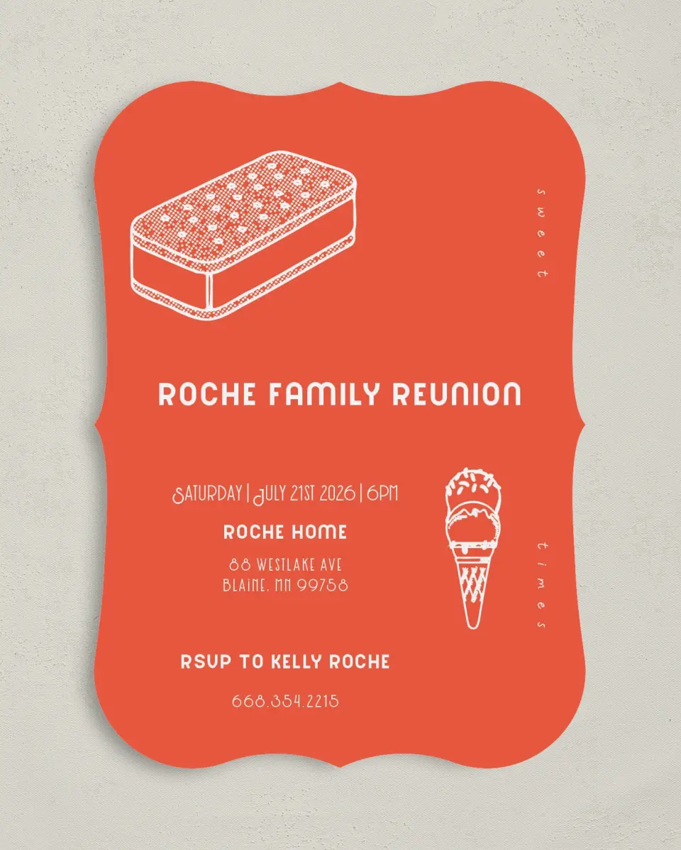 This is a 5" x 7" Family Reunion called Sweet Times printed in full color on Premium Smooth paper