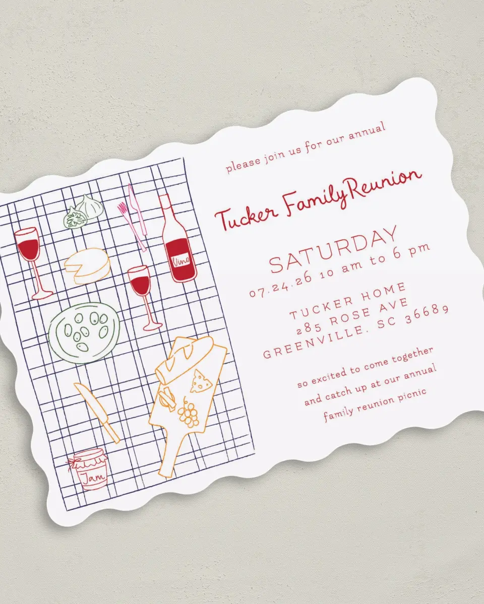 This is a 5" x 7" Family Reunion called Family Picnic printed in full color on Premium Smooth paper