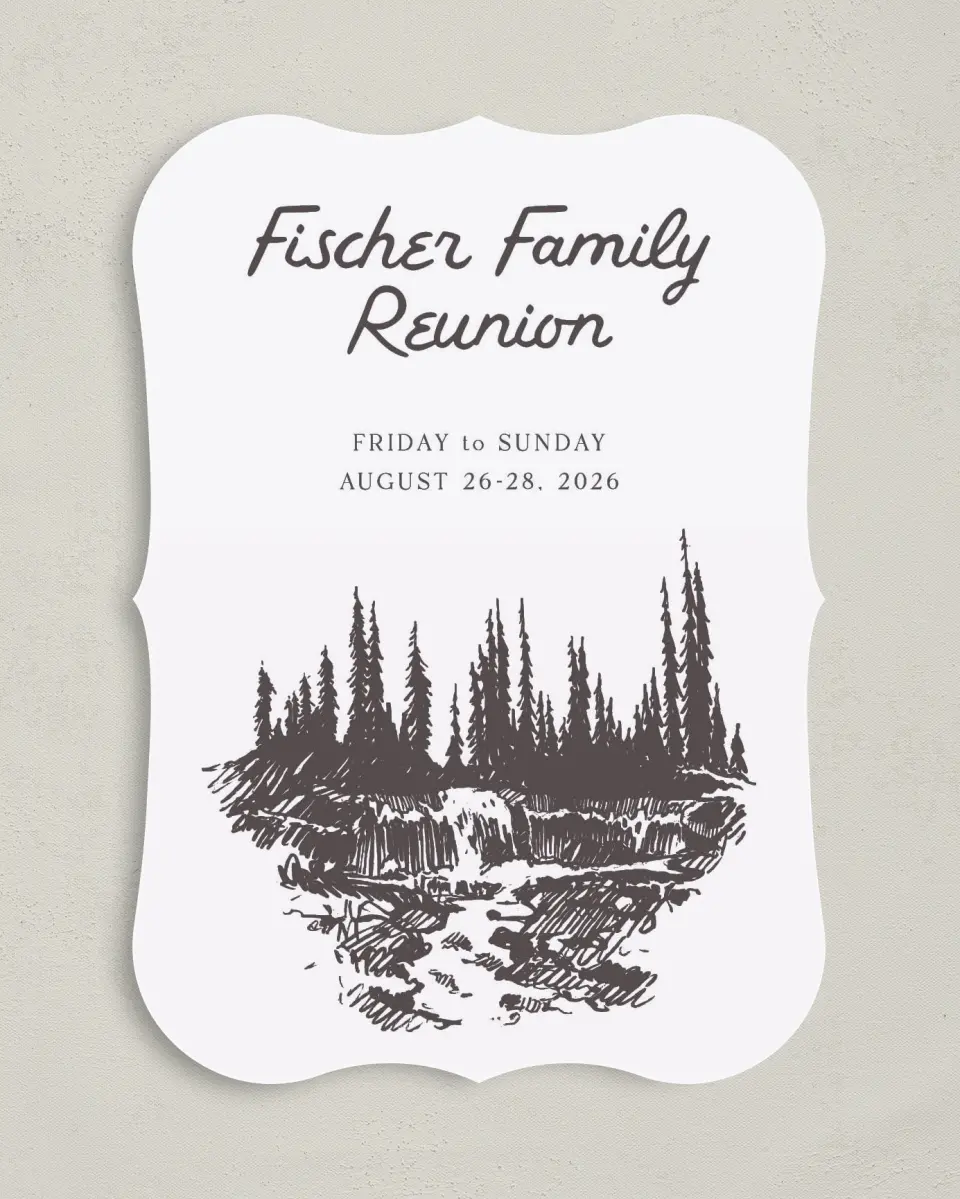 This is a 5" x 7" Family Reunion called Mountain Mamma printed in full color on Premium Smooth paper