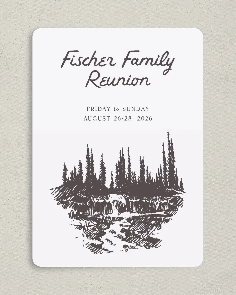 This is a 5" x 7" Family Reunion called Mountain Mamma printed in full color on Premium Smooth paper