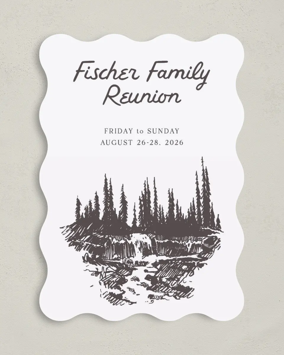 This is a 5" x 7" Family Reunion called Mountain Mamma printed in full color on Premium Smooth paper