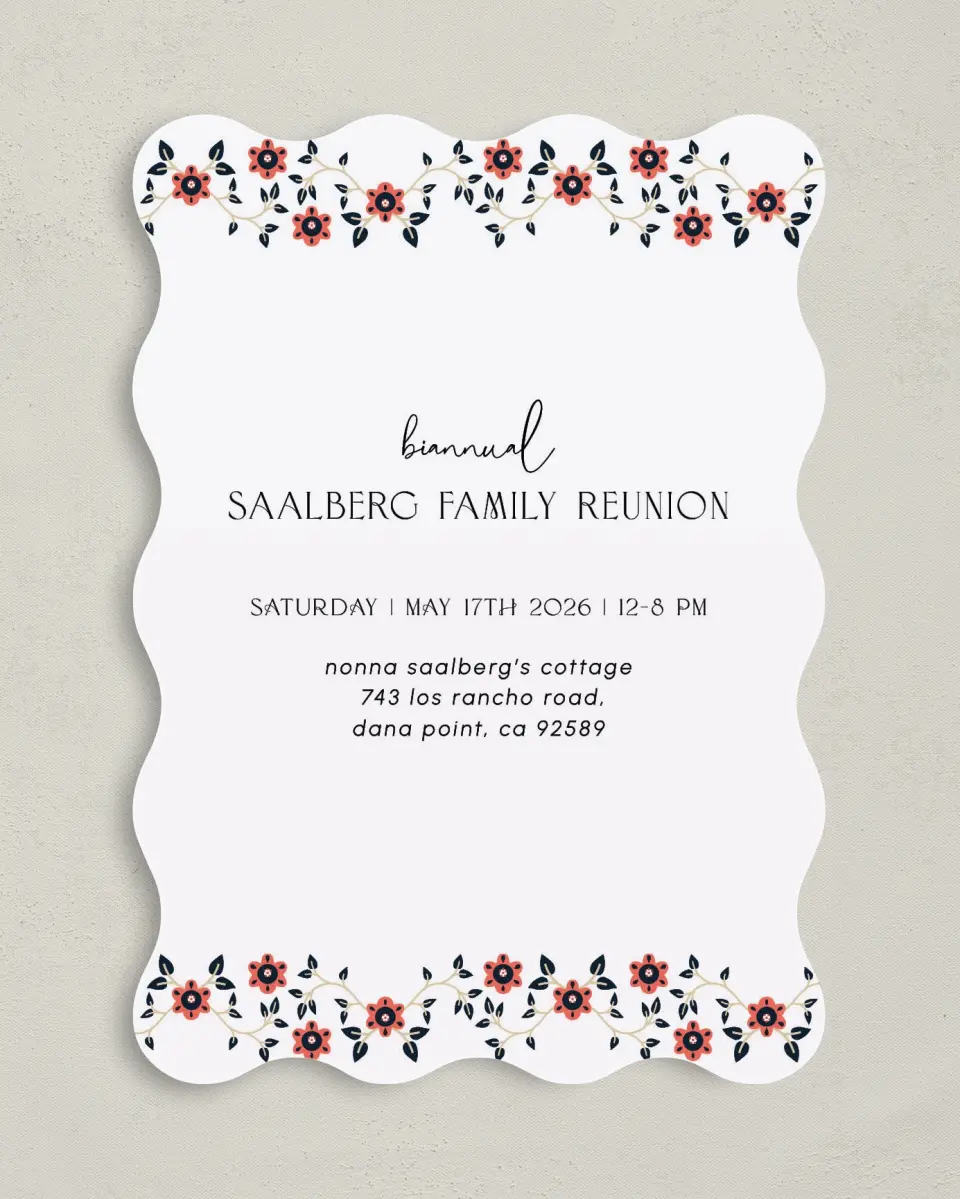 This is a 5" x 7" Family Reunion called Vine and Trellis printed in full color on Premium Smooth paper