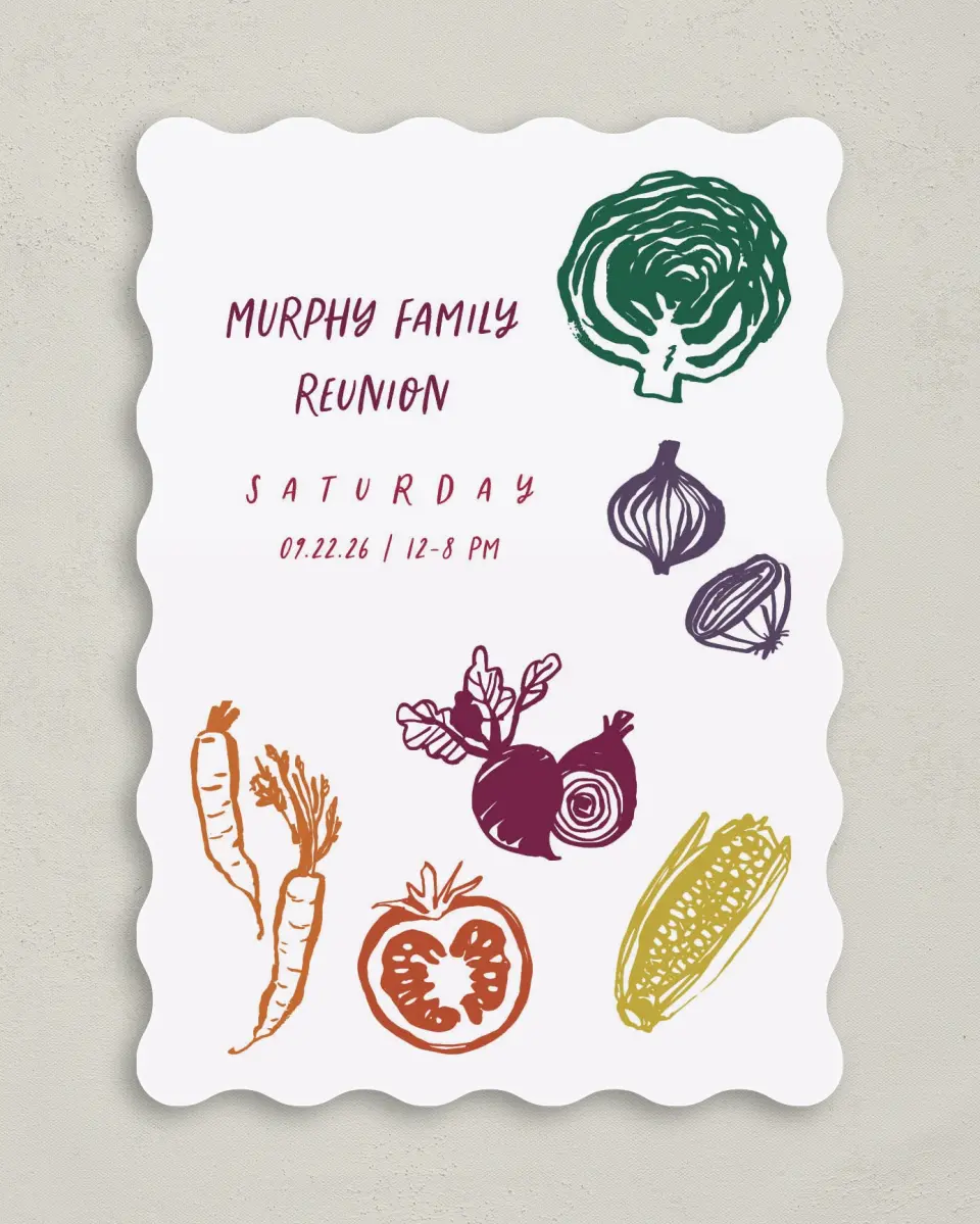 This is a 5" x 7" Family Reunion called Backyard Garden printed in full color on Premium Smooth paper
