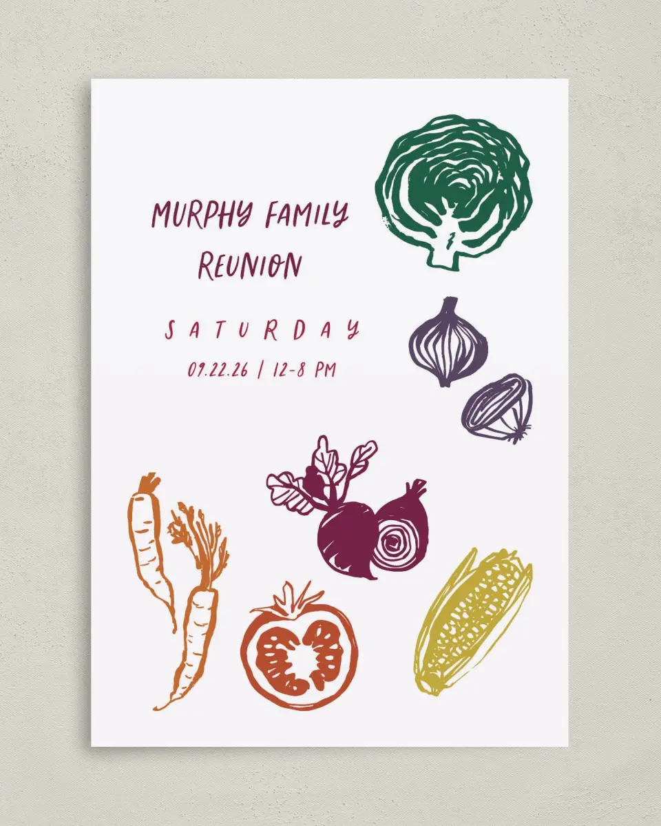 This is a 5" x 7" Family Reunion called Backyard Garden printed in full color on Premium Smooth paper
