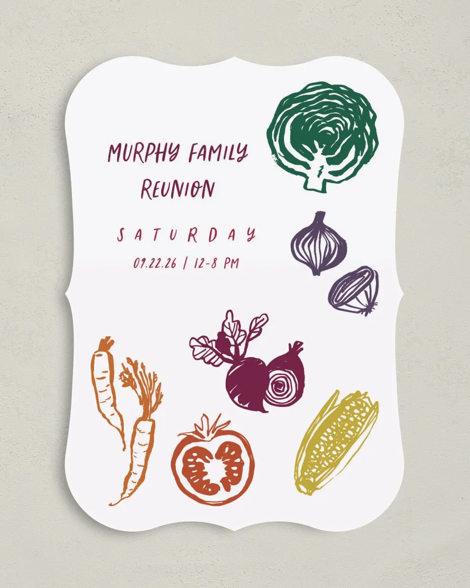 This is a 5" x 7" Family Reunion called Backyard Garden printed in full color on Premium Smooth paper