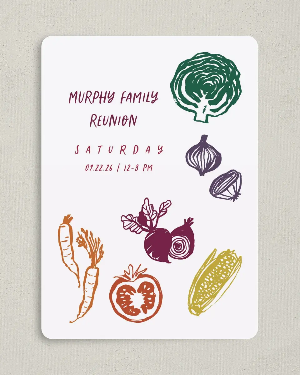 This is a 5" x 7" Family Reunion called Backyard Garden printed in full color on Premium Smooth paper