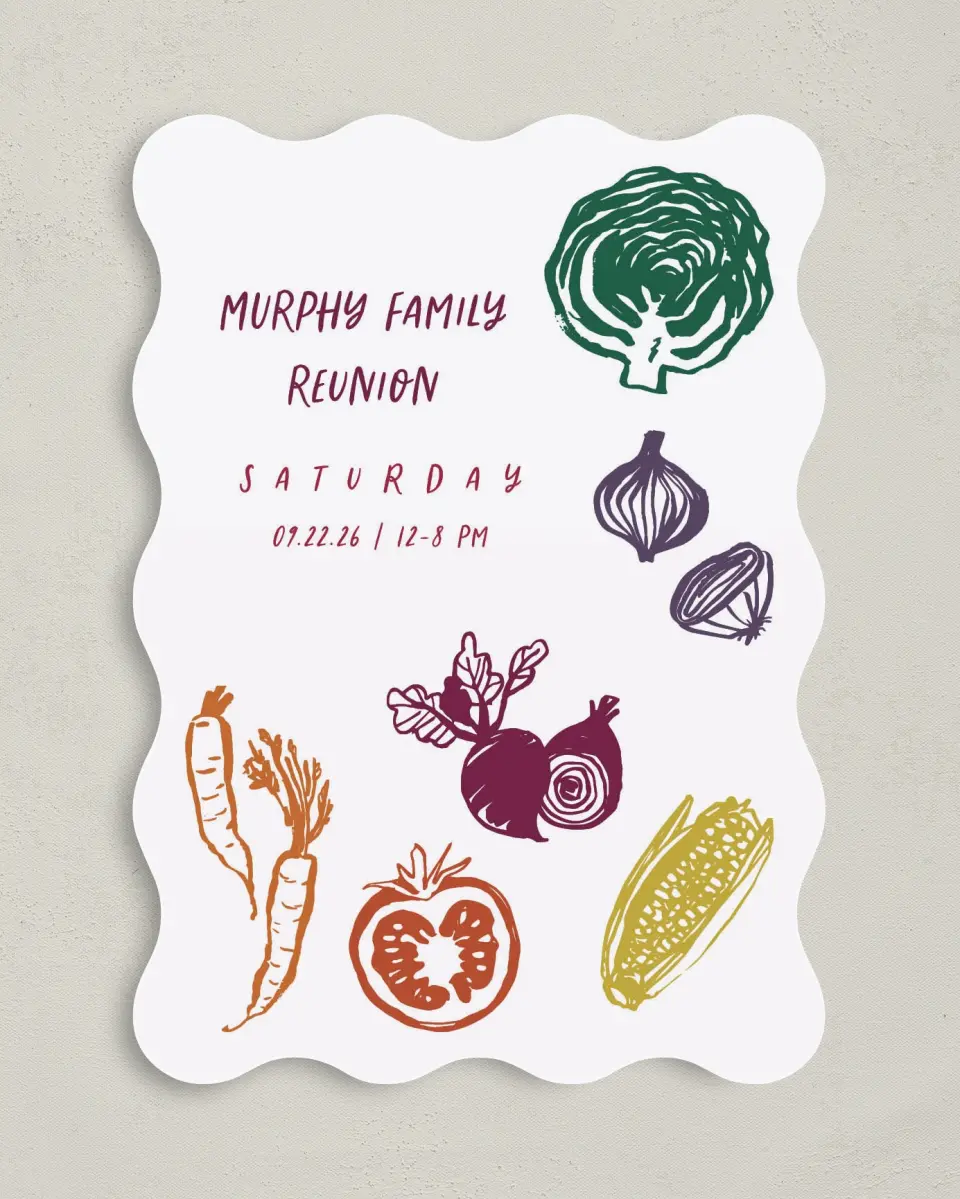This is a 5" x 7" Family Reunion called Backyard Garden printed in full color on Premium Smooth paper