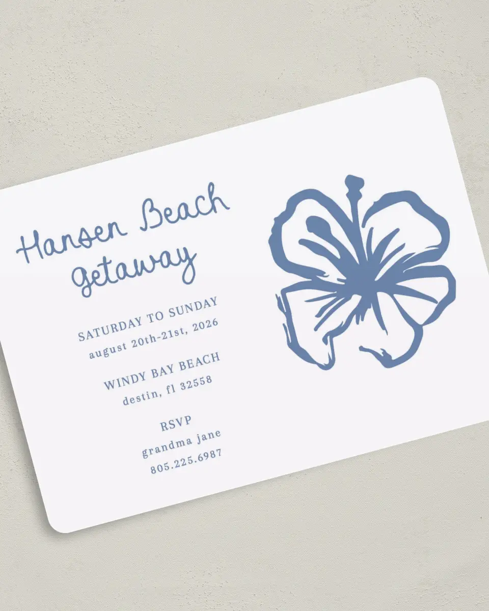 This is a 5" x 7" Family Reunion called Coastal Breeze printed in full color on Premium Smooth paper