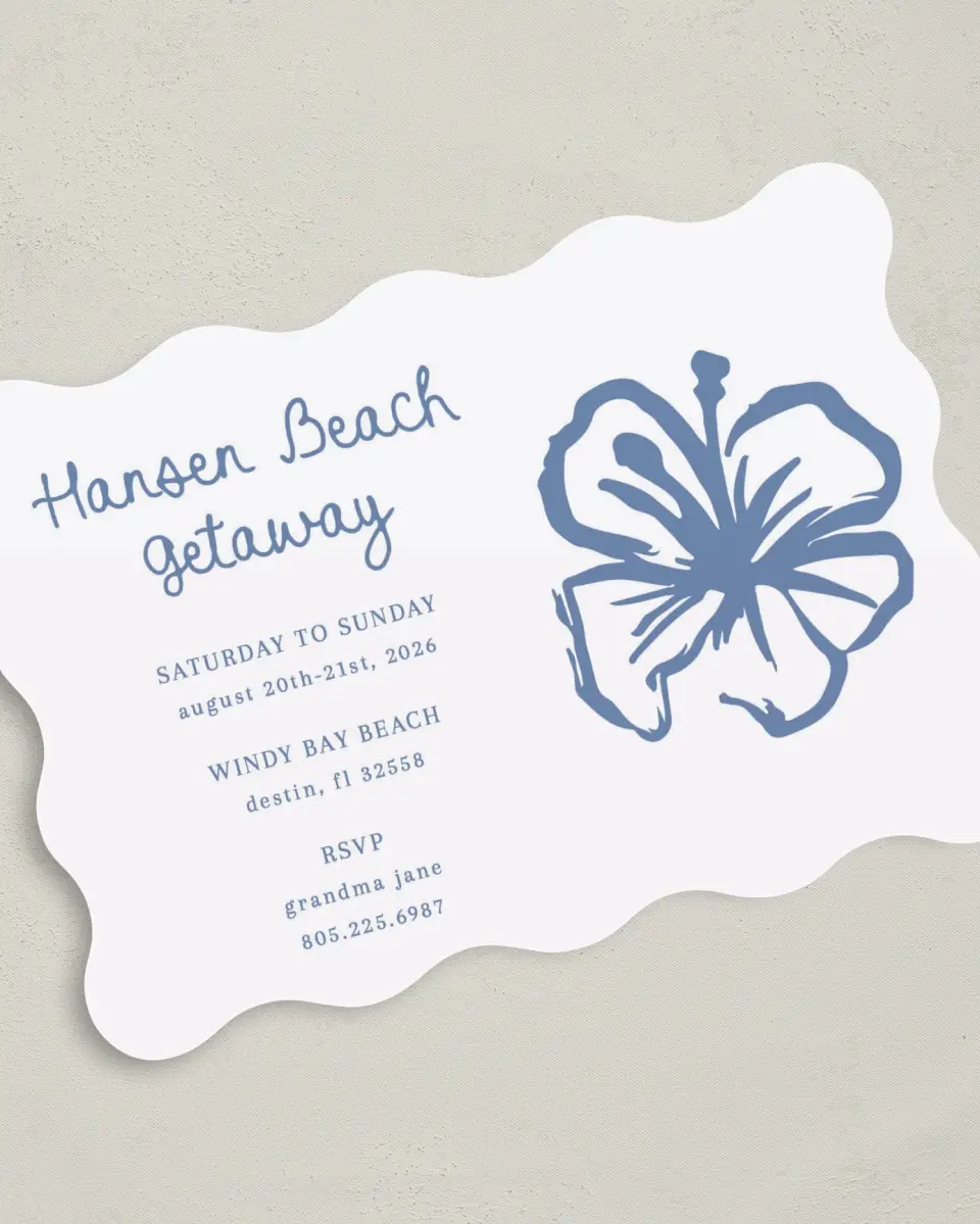 This is a 5" x 7" Family Reunion called Coastal Breeze printed in full color on Premium Smooth paper