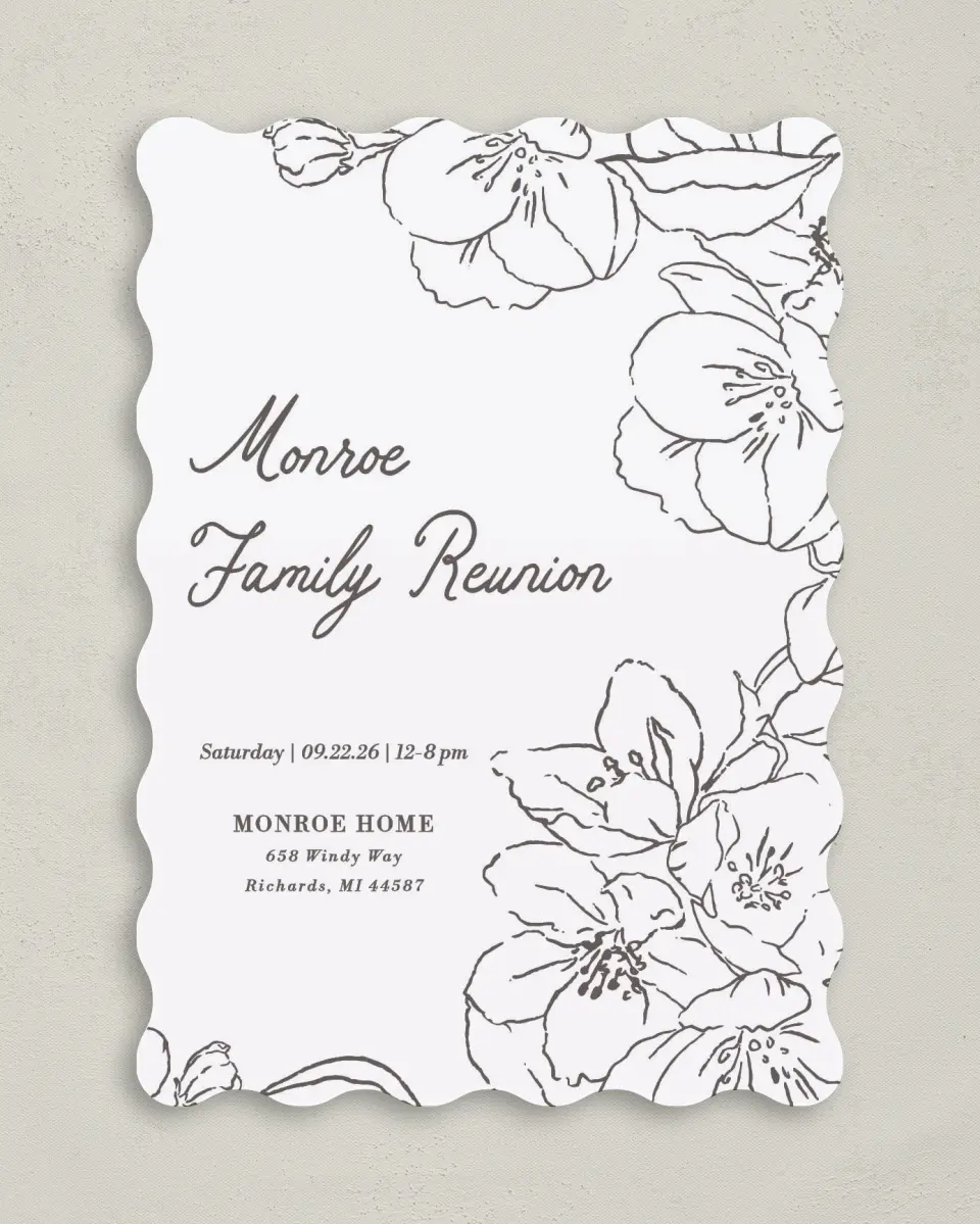 This is a 5" x 7" Family Reunion called Familial Florals printed in full color on Premium Smooth paper