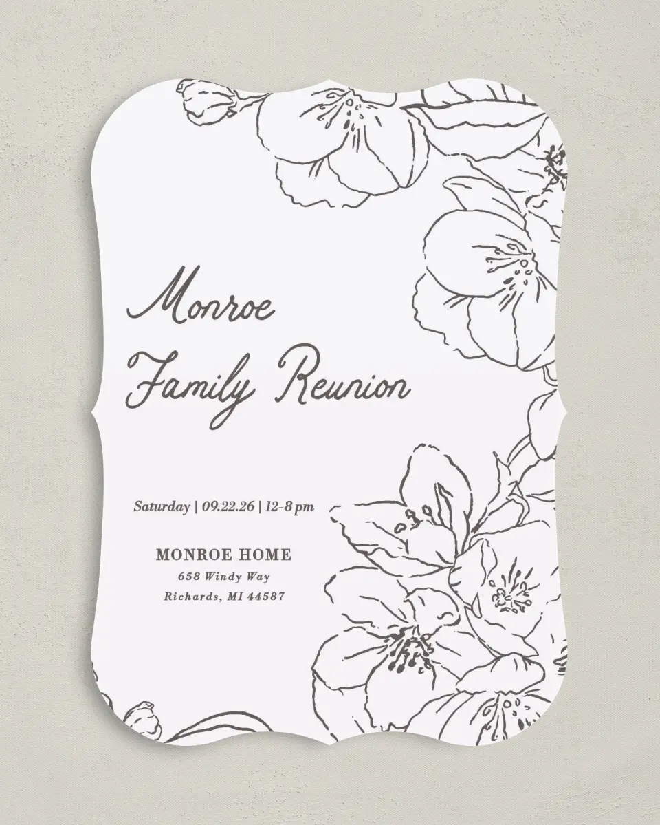This is a 5" x 7" Family Reunion called Familial Florals printed in full color on Premium Smooth paper