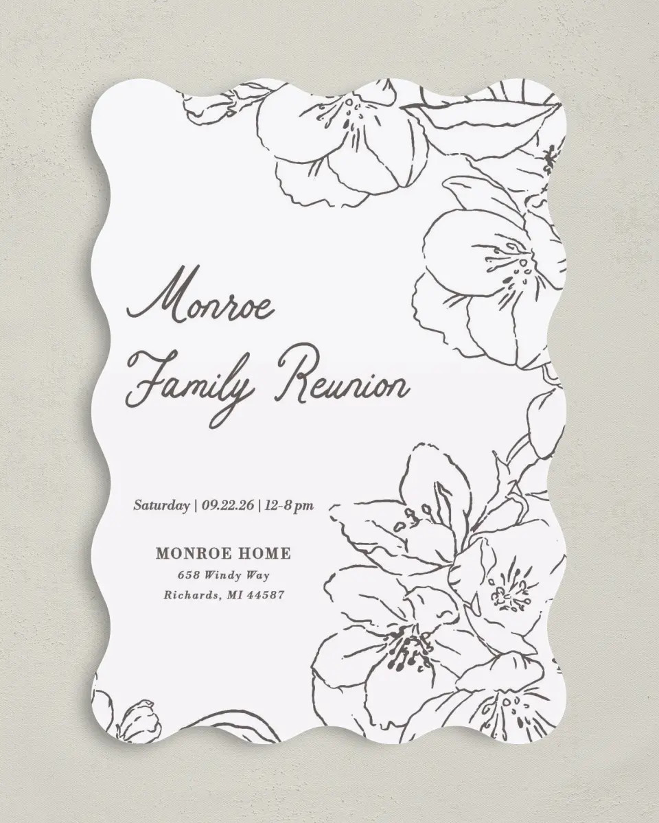 This is a 5" x 7" Family Reunion called Familial Florals printed in full color on Premium Smooth paper