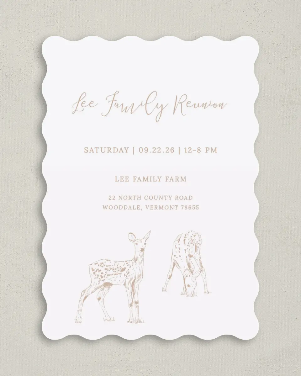 This is a 5" x 7" Family Reunion called Deer Graze printed in full color on Premium Smooth paper