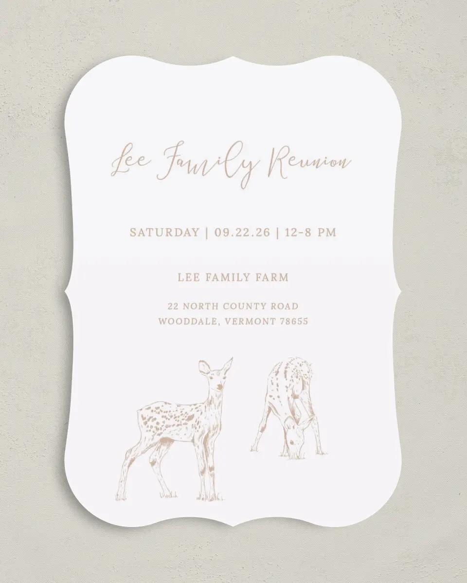 This is a 5" x 7" Family Reunion called Deer Graze printed in full color on Premium Smooth paper