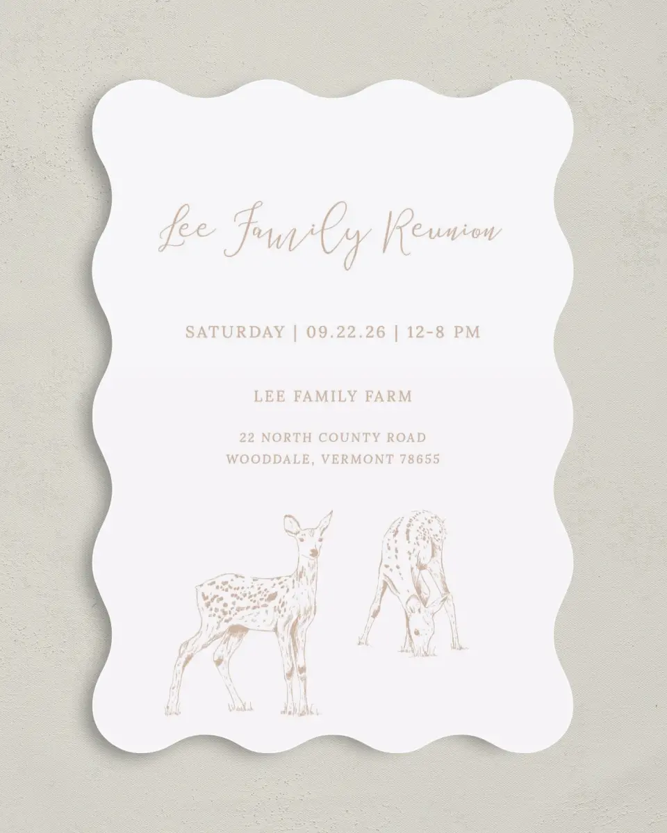 This is a 5" x 7" Family Reunion called Deer Graze printed in full color on Premium Smooth paper