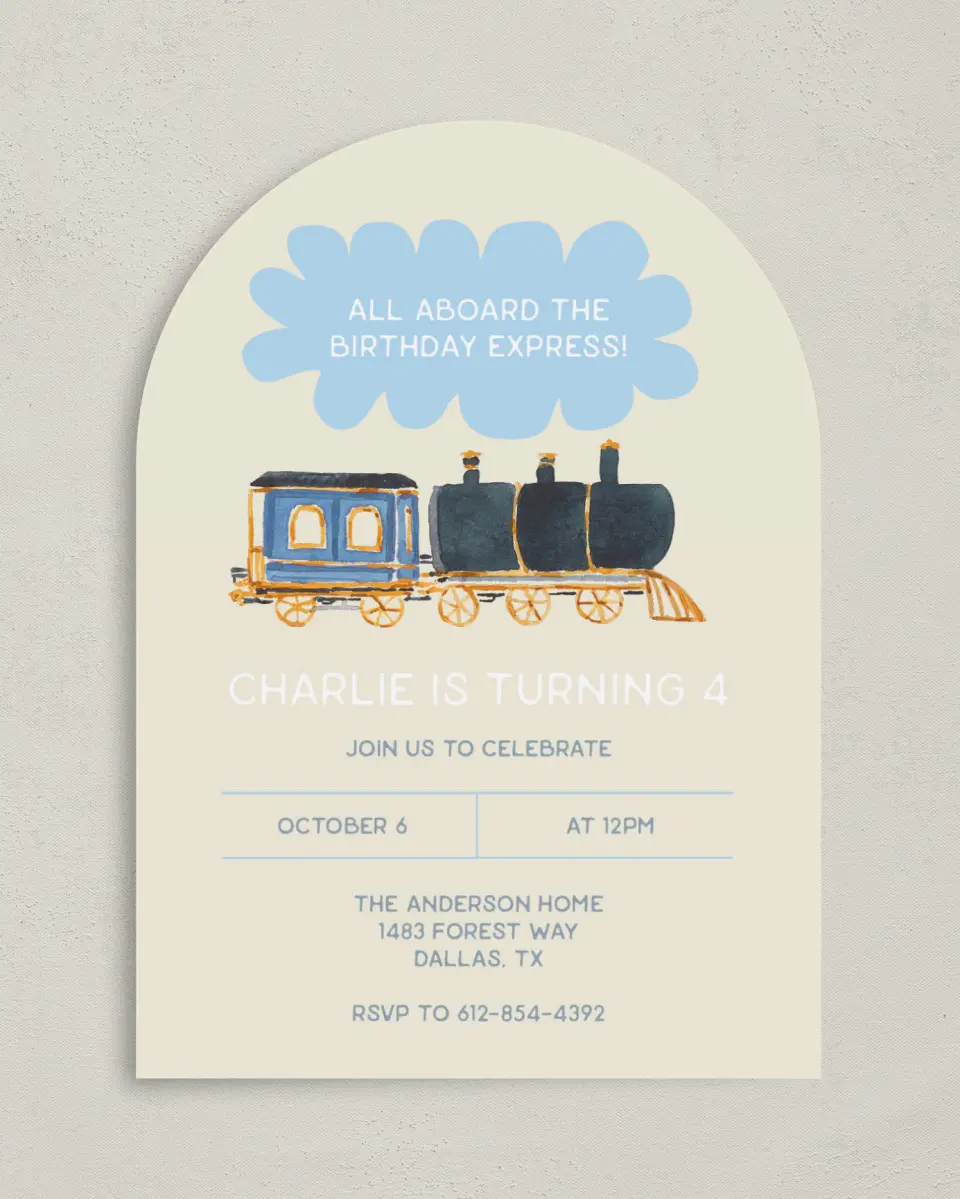 All Aboard Birthday Party Invitations
