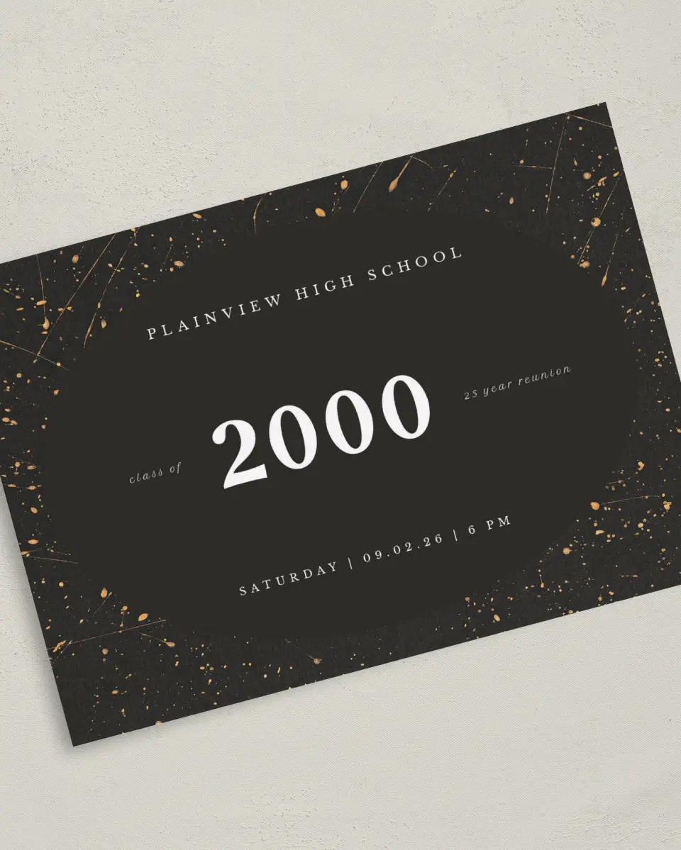 This is a 5" x 7" Class Reunion called Golden Gathering printed in full color on Premium Smooth paper