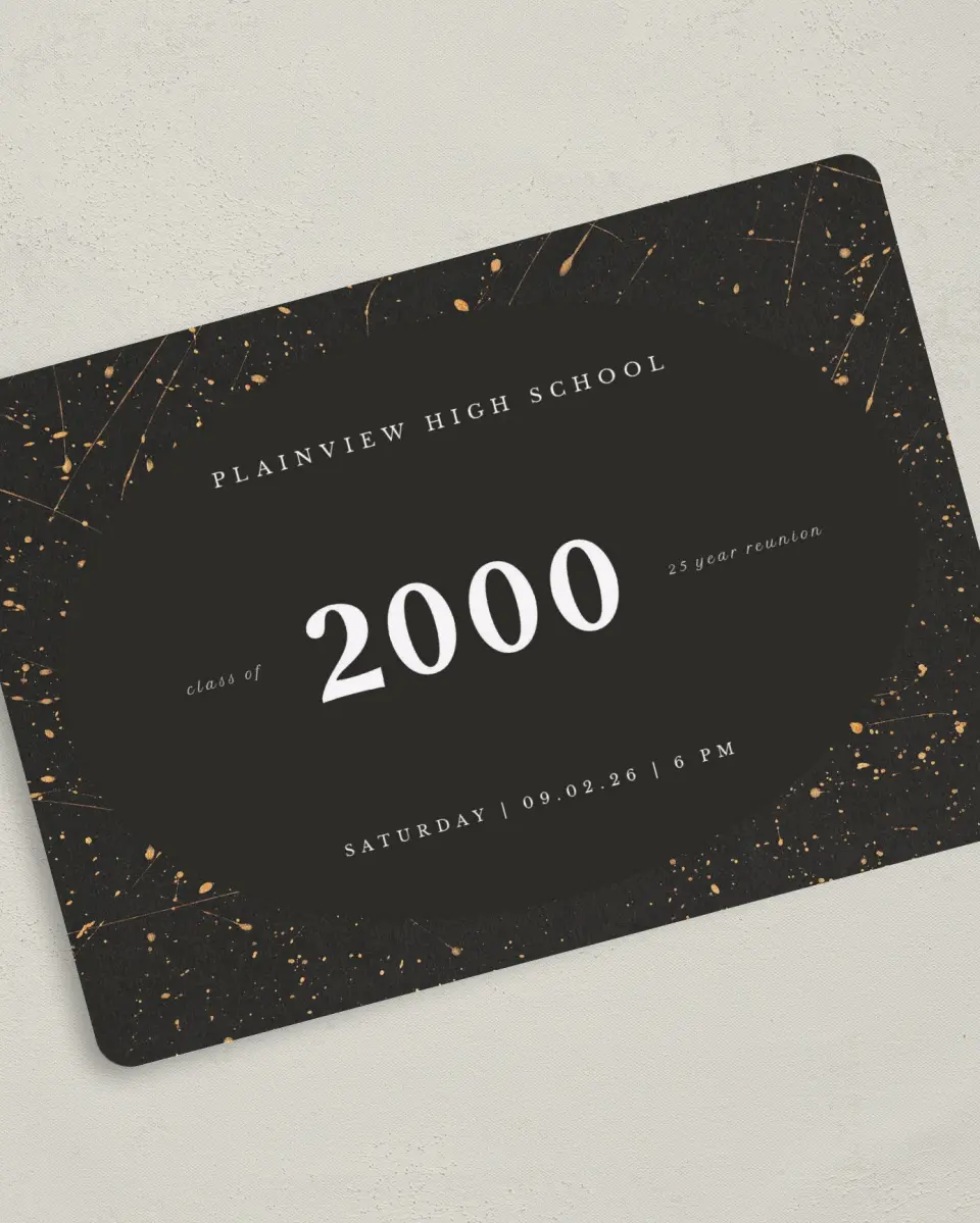 This is a 5" x 7" Class Reunion called Golden Gathering printed in full color on Premium Smooth paper
