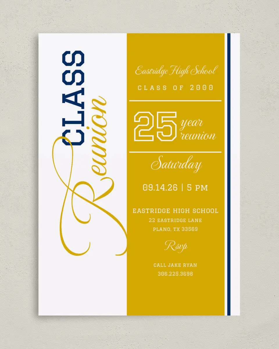 This is a 5" x 7" Class Reunion called Elegant Connection printed in full color on Premium Smooth paper