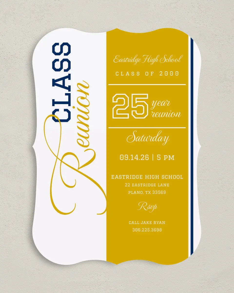 This is a 5" x 7" Class Reunion called Elegant Connection printed in full color on Premium Smooth paper