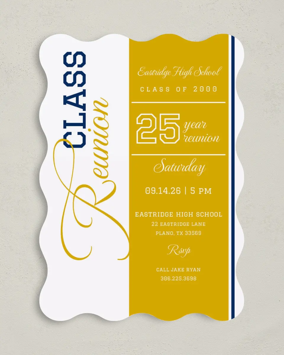 This is a 5" x 7" Class Reunion called Elegant Connection printed in full color on Premium Smooth paper