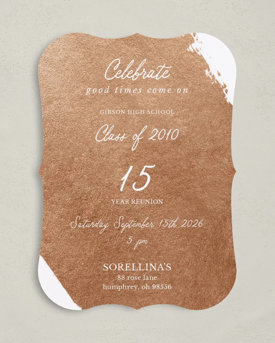 This is a 5" x 7" Class Reunion called Celebrate Good Times printed in full color on Premium Smooth paper
