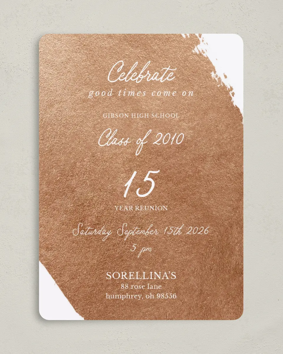 This is a 5" x 7" Class Reunion called Celebrate Good Times printed in full color on Premium Smooth paper