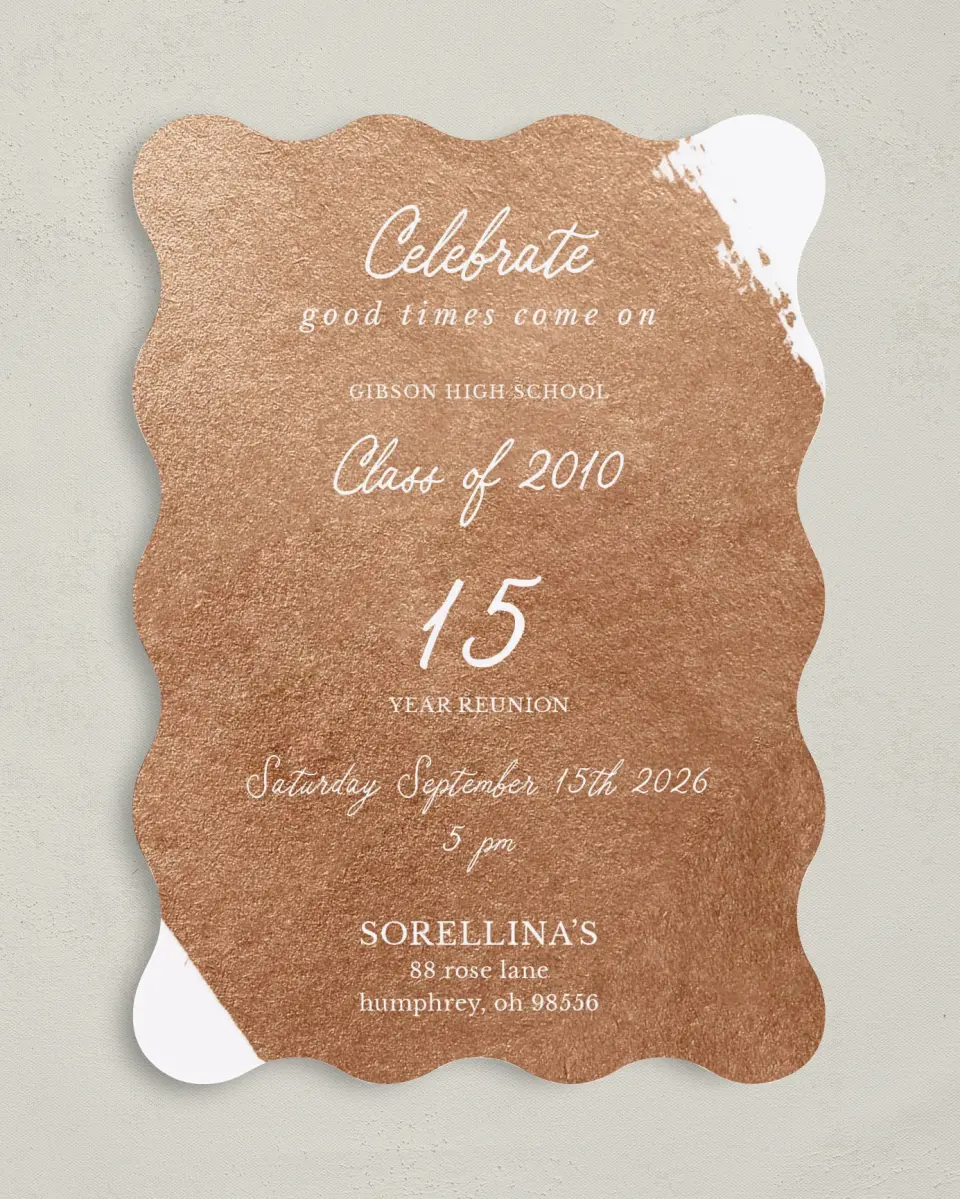 This is a 5" x 7" Class Reunion called Celebrate Good Times printed in full color on Premium Smooth paper