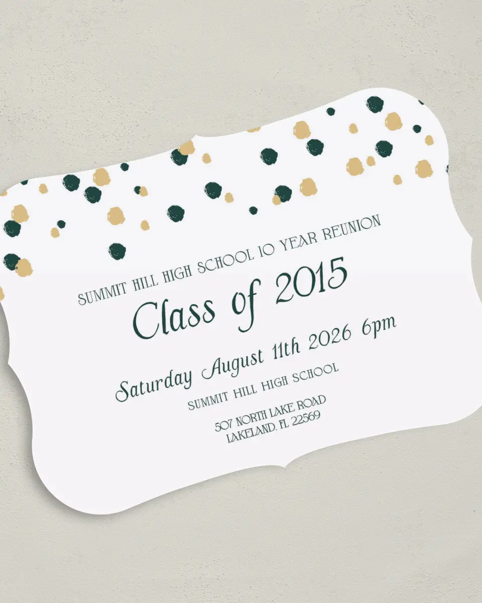 This is a 5" x 7" Class Reunion called Class Colors printed in full color on Premium Smooth paper