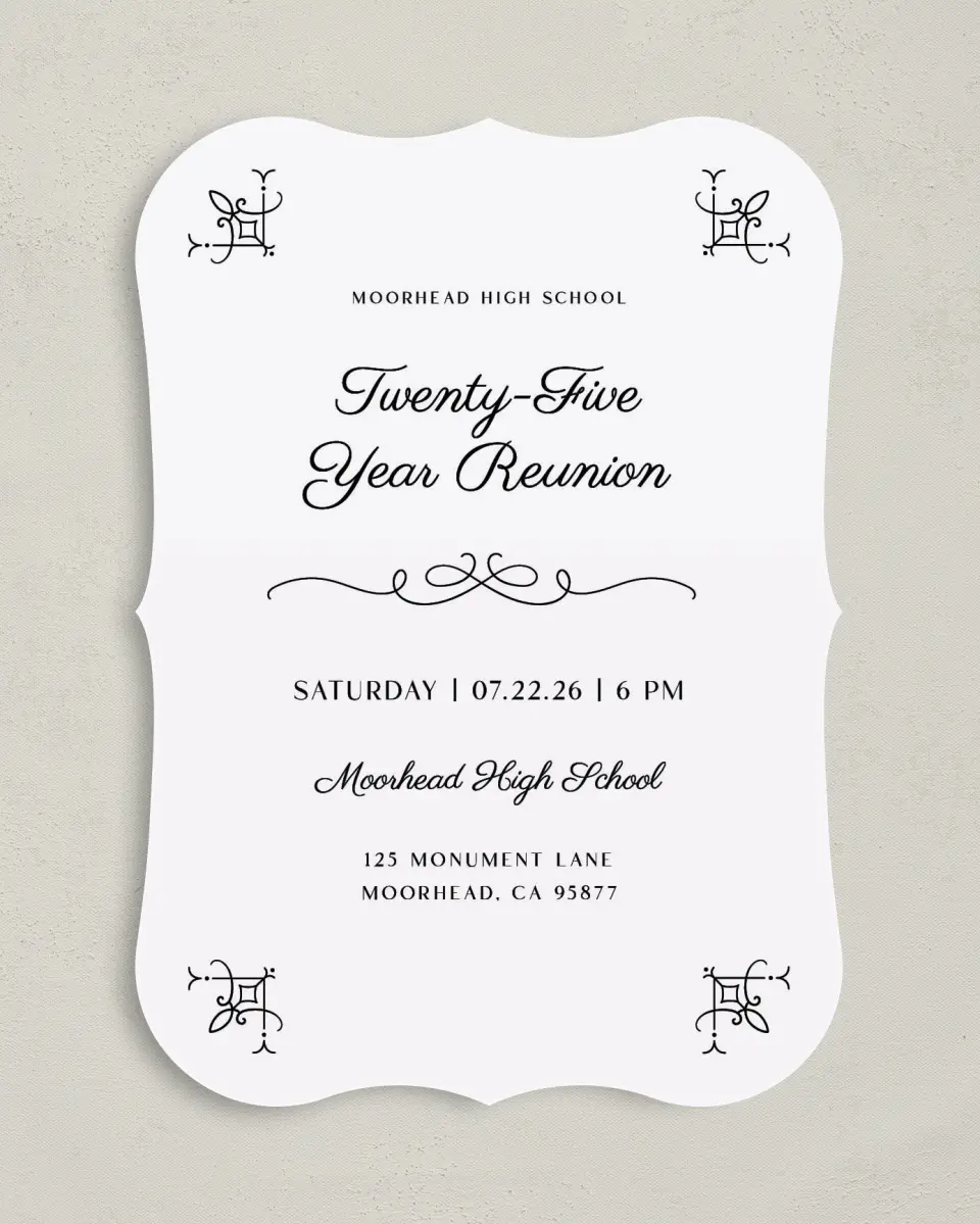 This is a 5" x 7" Class Reunion called Proper Party printed in full color on Premium Smooth paper