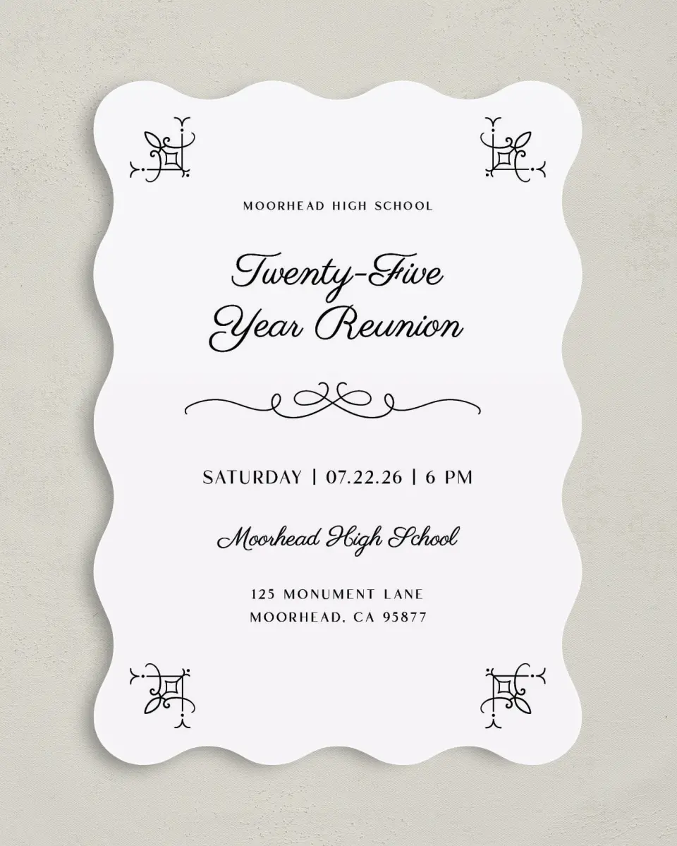 This is a 5" x 7" Class Reunion called Proper Party printed in full color on Premium Smooth paper