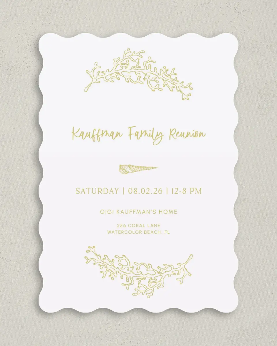 This is a 5" x 7" Family Reunion called Beach Heirloom printed in full color on Premium Smooth paper