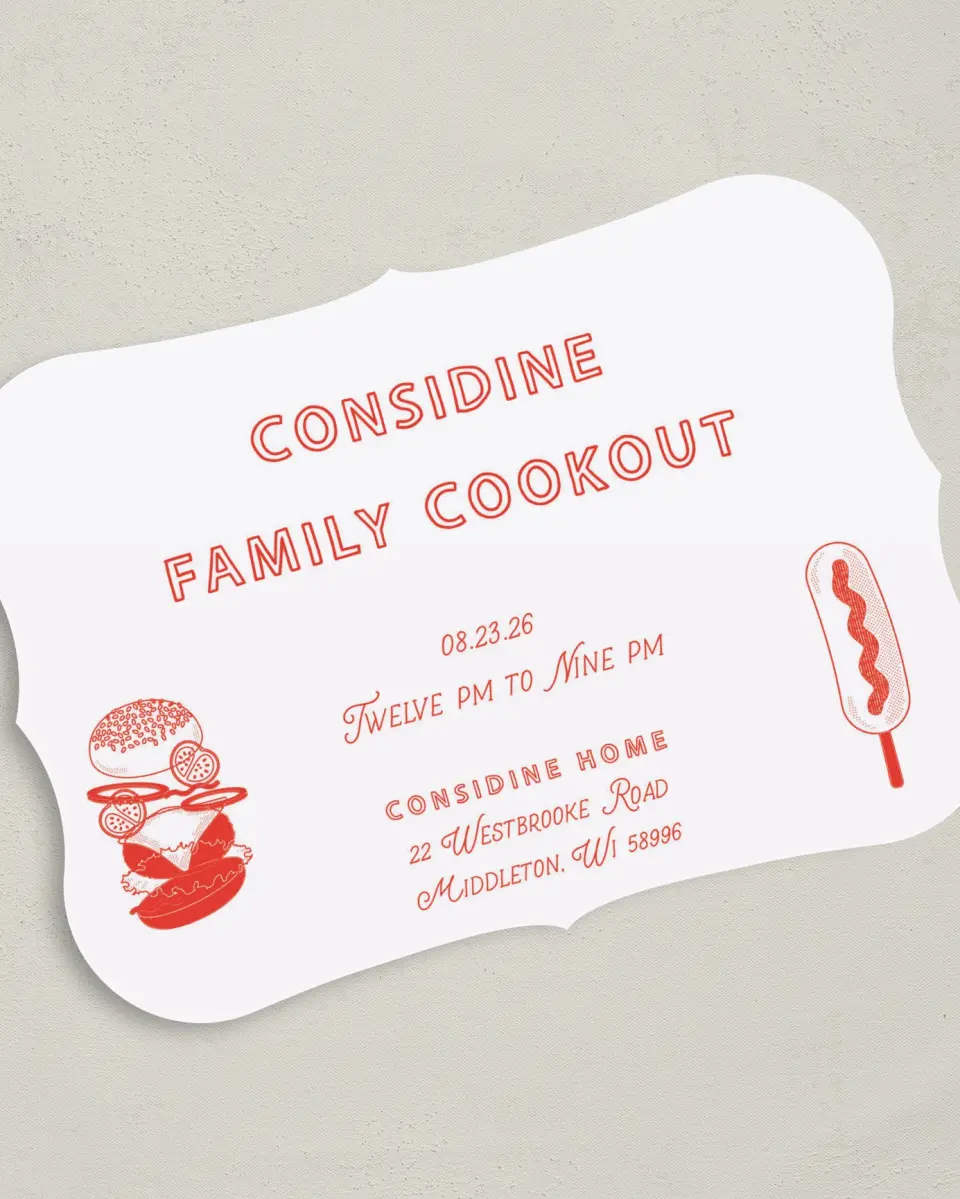 This is a 5" x 7" Family Reunion called Grill and Chill printed in full color on Premium Smooth paper