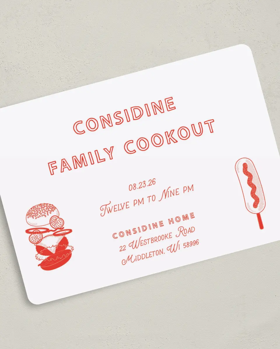 This is a 5" x 7" Family Reunion called Grill and Chill printed in full color on Premium Smooth paper