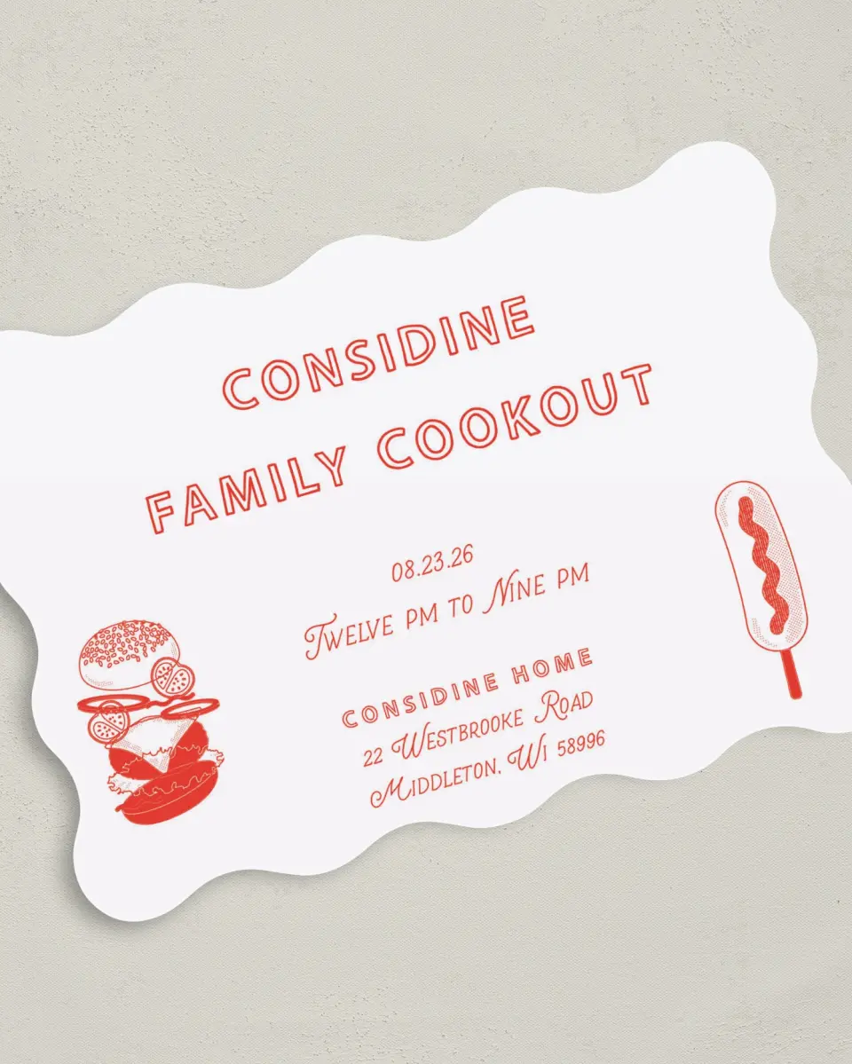 This is a 5" x 7" Family Reunion called Grill and Chill printed in full color on Premium Smooth paper