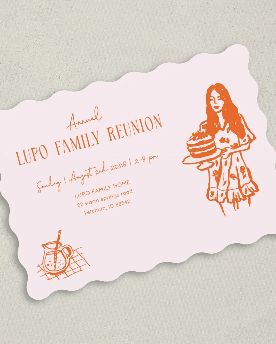 This is a 5" x 7" Family Reunion called Sweet Treats printed in full color on Premium Smooth paper